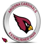 1 oz Colorized Silver NFL Arizona Cardinals Rounds (BU)