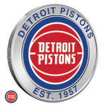 1 oz Colorized Silver NBA Detroit Pistons Rounds (BU)