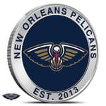 1 oz Colorized Silver NBA New Orleans Pelicans Rounds (BU)