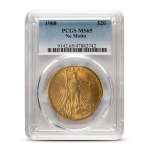 1908 $20 Gold Saint Gaudens Double Eagle Coins "No Motto" PCGS MS65