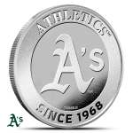 1 oz Silver MLB Athletics Rounds (BU)
