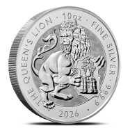 2026 British Tudor Beasts Queen's Lion 10 oz Silver Coin BU