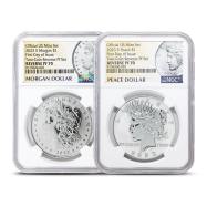 2023 Reverse Proof Morgan &amp; Peace Dollar Silver 2-Coin Set NGC PF70