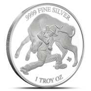 1 oz Silver 2024 Steer Wrestling Round New | Texas Mint