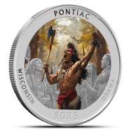 2025 Colorized Native America the Beautiful Wisconsin 1 oz Silver Coin With Box &amp; CoA