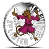 2025 Colorized Tuvalu Teenage Mutant Ninja Turtles Splinter 1 oz Silver Coin with Box &amp; CoA