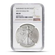 Burnished American Eagle 1 oz Silver Coin MS69 Random Year, Varied Label, PCGS or NGC