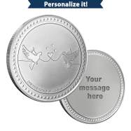 1 oz Silver Engravable Wedding Round New with Gift Box