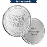 1 oz Silver Engravable Thank You Round New with Gift Box