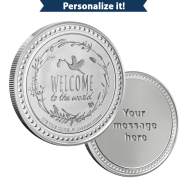 1 oz Silver Engravable Baby Round New with Gift Box