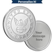 1 oz Silver Engravable Navy Round New with Gift Box