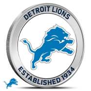 1 oz Silver Colorized NFL Detroit Lions Round BU