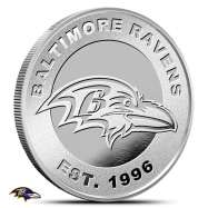 1 oz Silver NFL Baltimore Ravens Round BU