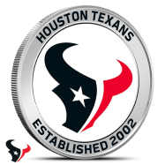 1 oz Silver Colorized NFL Houston Texans Round BU
