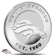 1 oz Silver NFL Denver Broncos Round BU
