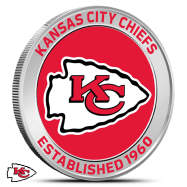 1 oz Silver Colorized NFL Kansas City Chiefs Round BU