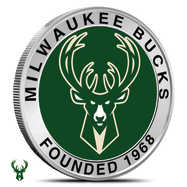 1 oz Silver Colorized NBA Milwaukee Bucks Round BU