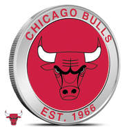 1 oz Silver Colorized NBA Chicago Bulls Round BU