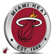 1 oz Silver Colorized NBA Miami Heat Round BU