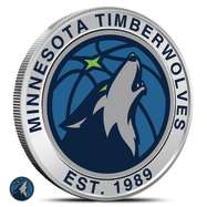 1 oz Silver Colorized NBA Minnesota Timberwolves Round BU