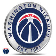1 oz Silver Colorized NBA Washington Wizards Round BU