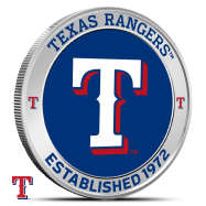 1 oz Silver Colorized MLB Texas Rangers Round BU