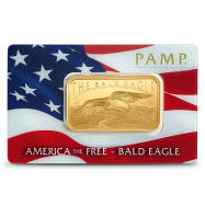 1 oz PAMP Suisse America the Free Bald Eagle Gold Bar (New, w Assay)