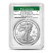 2025-P 1 oz Proof Marine Corps Privy American Silver Eagle Coin PCGS PR70 DCAM FDOI