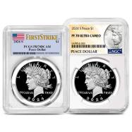 Proof Peace Dollar Silver Coin PF/PR70 2023+, Varied Label, PCGS or NGC