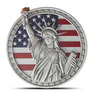 2025 Antique Colorized Samoa Statue of Liberty 1 oz Silver Coin with Box &amp; CoA