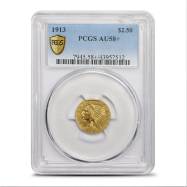1913 $2.50 Indian Gold Quarter Eagle Coin PCGS AU58+