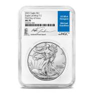 2021 American Eagle 1 oz Silver Coin NGC MS70 FDOI Type 2, Michael Gaudioso Label