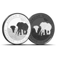 2026 1 oz Somalia Silver Elephant Black and White Two-Coin Set (BU, 500 Mintage, Box + CoA