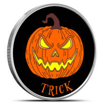 1 oz Colorized Silver Trick or Treat Coin Flip Rounds (New, Capsule)