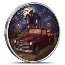 1 oz Colorized Silver Vintage Truck Haunted House Rounds (New, Capsule)
