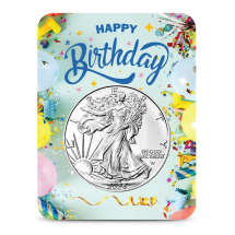 2026 1 oz Silver American Eagle Coins (BU, Happy Birthday Confetti Card)