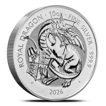 2026 10 oz Silver British Tudor Beasts Royal Dragon Coins (BU)