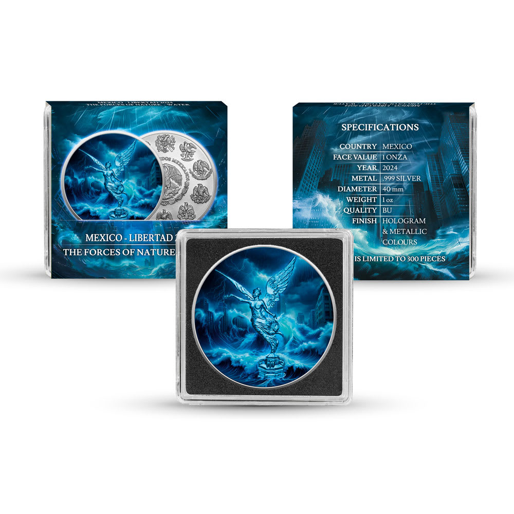 2024 Colorized Mexican Libertad Forces of Nature Water 1 oz Silver