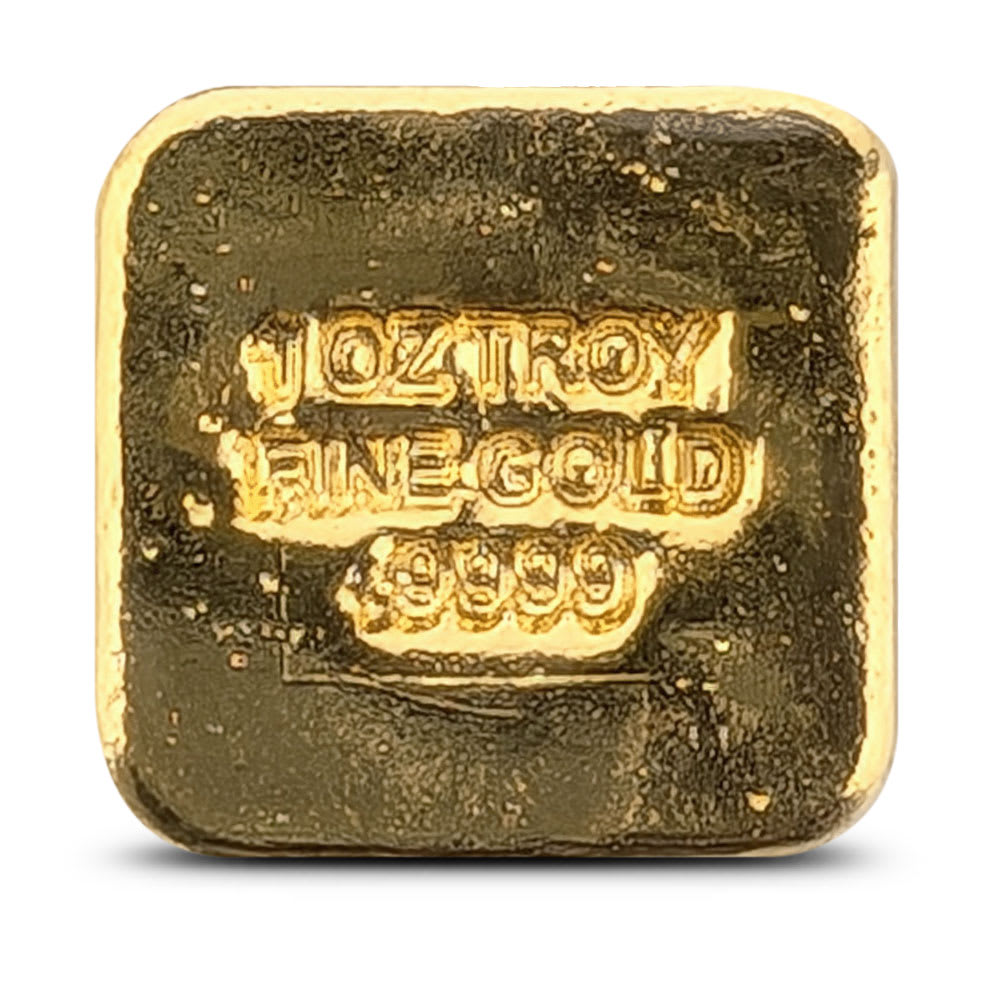 1 oz Gold Poured Square Bar New | Johnson Matthey - Provident Metals™