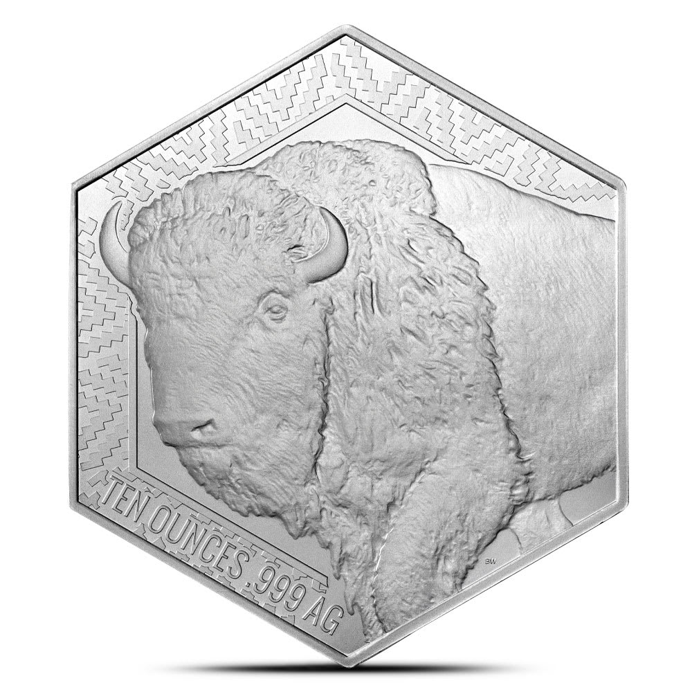 10 oz Silver Buffalo Warrior Hexagon Bar | Bullion Works