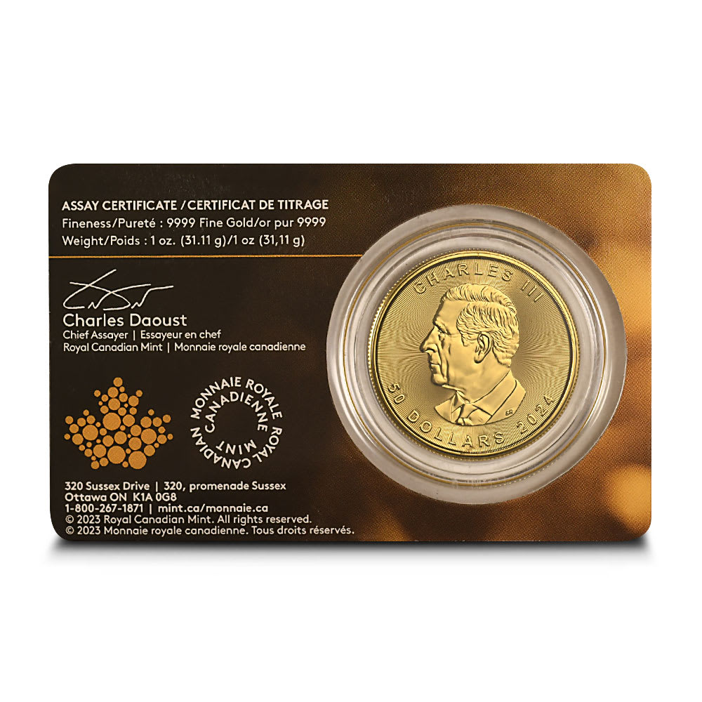 2024 Canadian Maple Leaf 1 oz Gold Coin BU with Assay - Provident Metals™