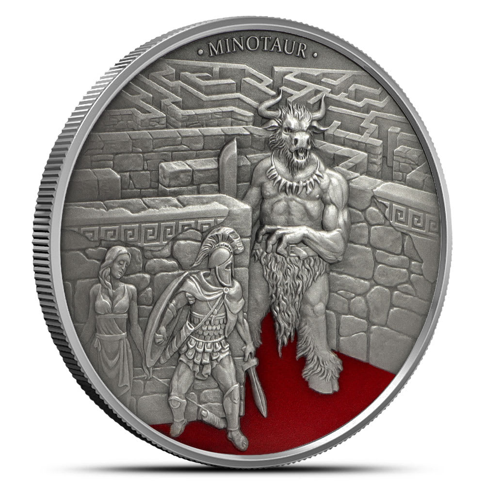Antique Niue Silver Mythical Creatures Minotaur Coin l BGASC™