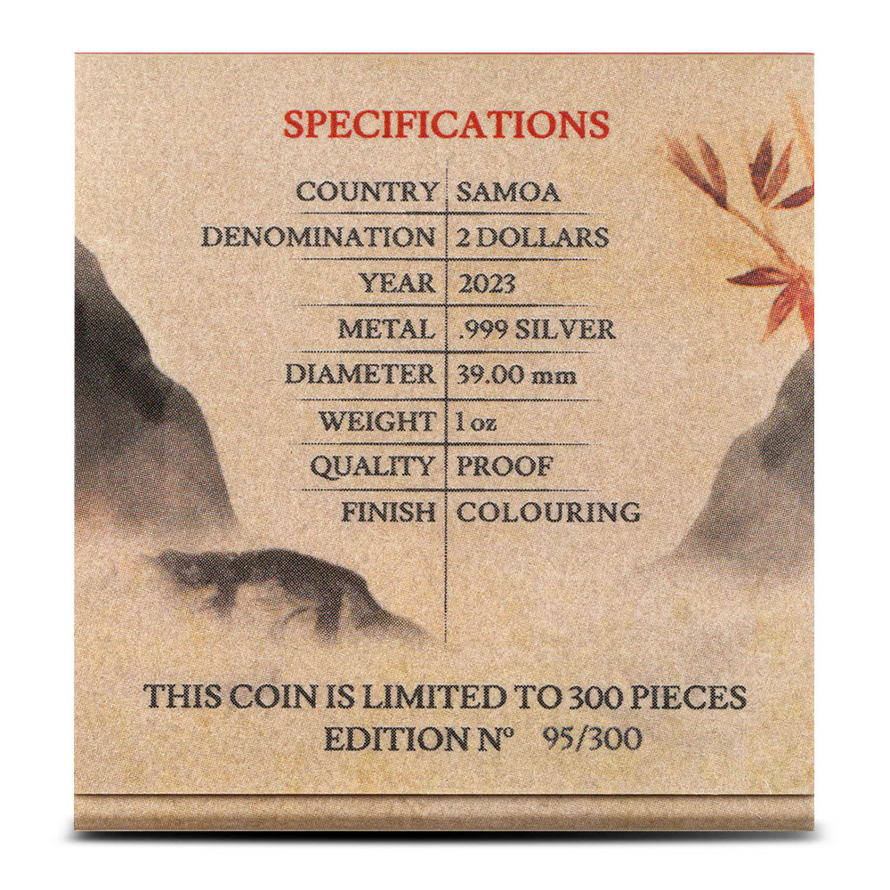 Samoa Mythical Creatures Colorized Nine Tailed Fox Silver Coin