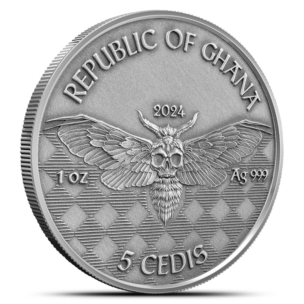 2024 Antique Colorized Republic of Ghana Biker Memento Mori Silver Coin -  Provident Metals™