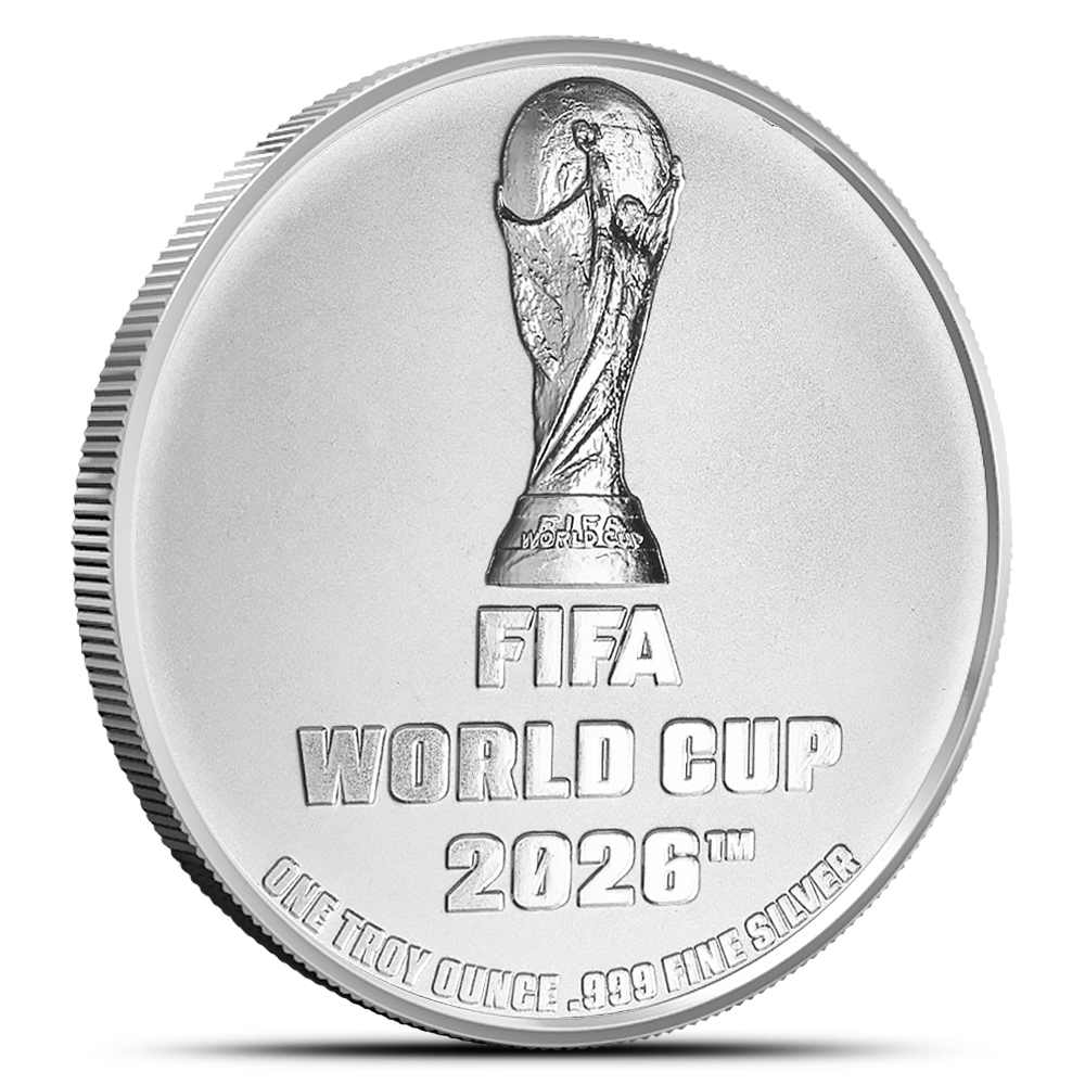 銀色の円形杯　造幣局製 1 oz Silver FIFA World Cup 2026 Round - Provident Metals™