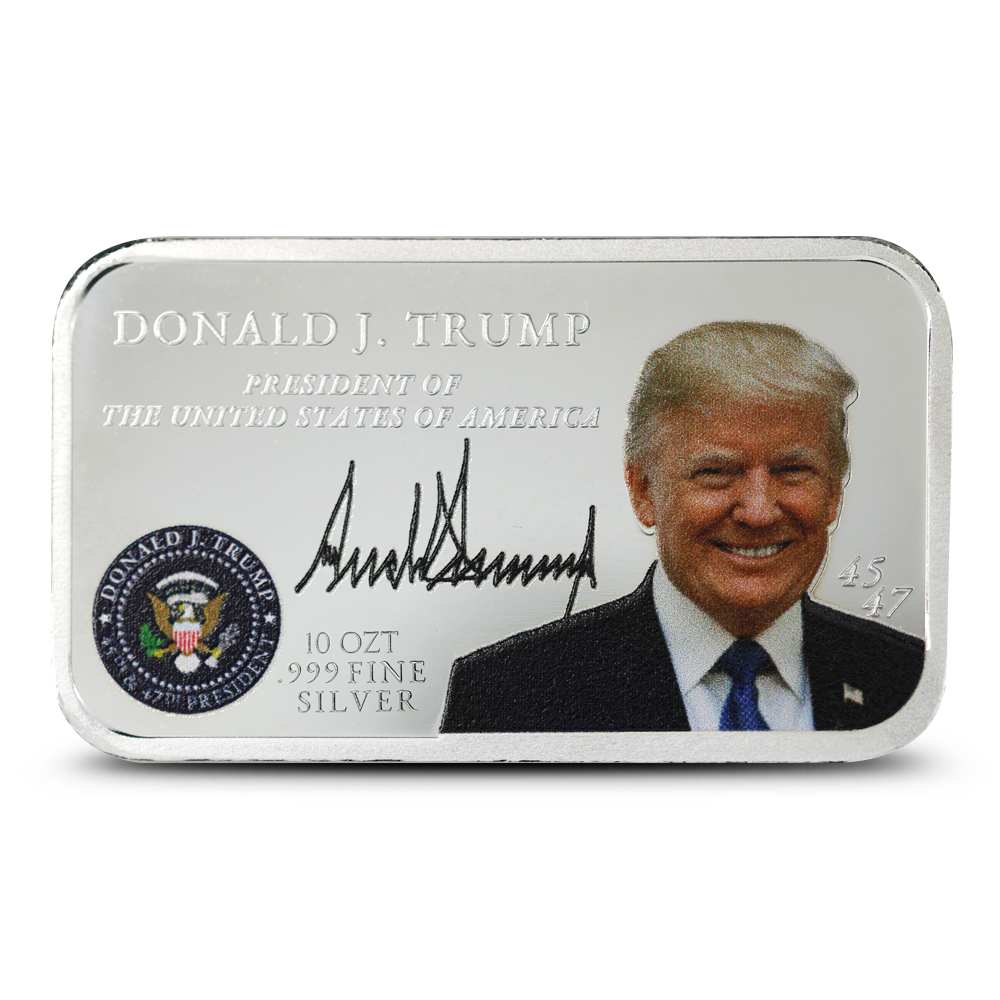 Buy 10 oz Colorized Donald J Trump Big Beautiful Silver Bar (New