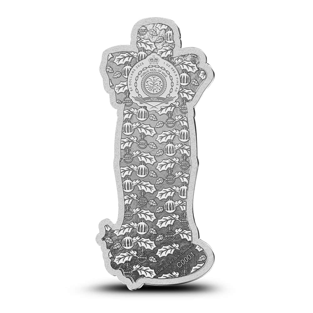 2025 Colorized Niue Coca-Cola Holiday Bottle Shaped 1 oz Silver