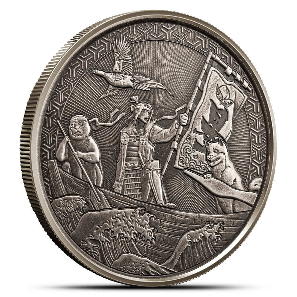 Samoa Momotaro Onto Demon Island in Anime Silver Coin - Provident Metals™