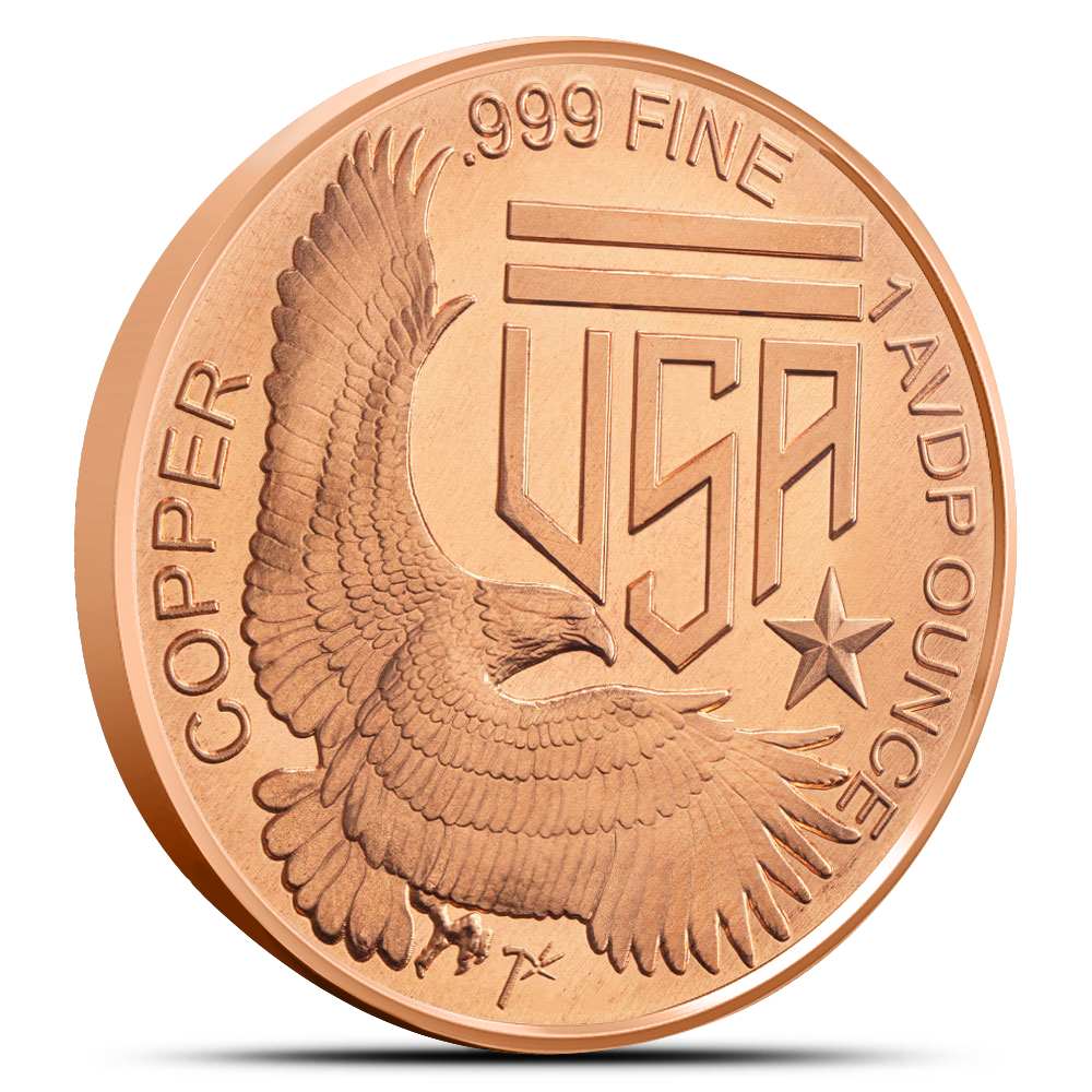 純銅　イーグル　Pure Copper Eagle Coin 1 oz Copper Eagle and Shield Round New - Provident Metals