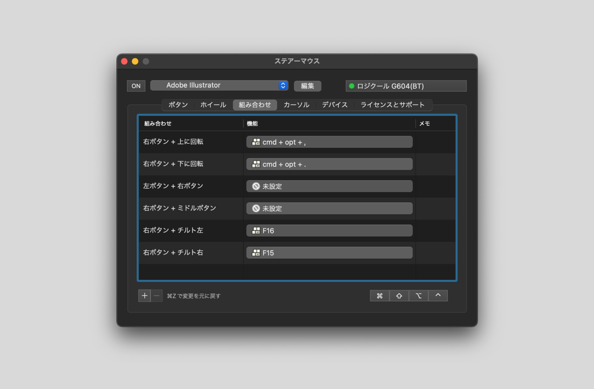 ステアーマウスの組み合わせ機能